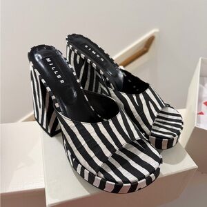 Simon Miller Black and White Zebra Striped Mules